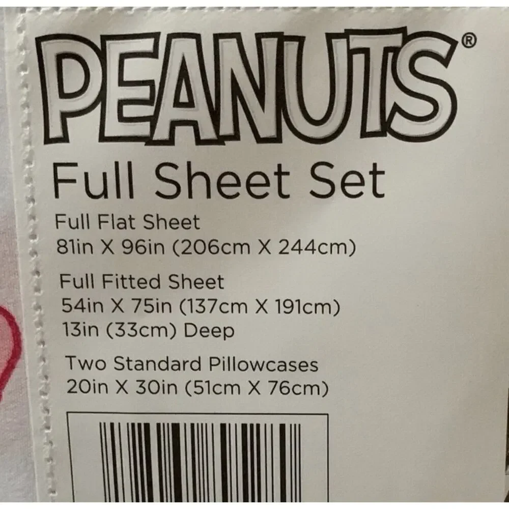 New! Berkshire Home Peanuts Snoopy LOVE BALLOONS Full Sheet Set Brushed White